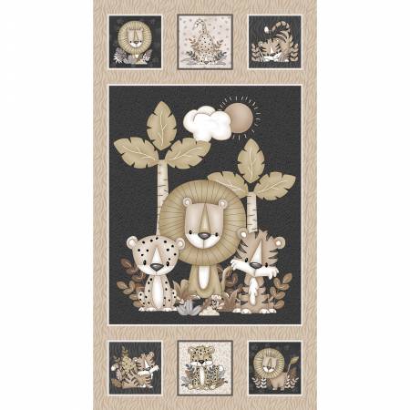 Henry Glass Big Kitties 24 inch fabric panel in Multi