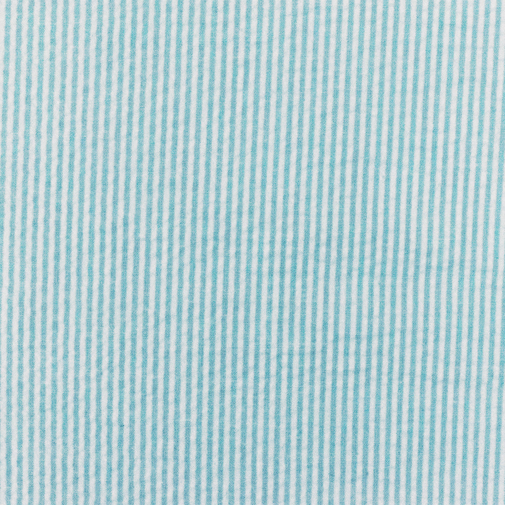 Blue-White Stripe Cotton Poly Seersucker Woven Fabric