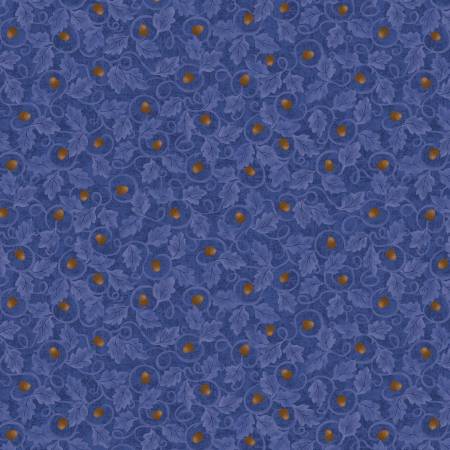 Benartex Autumn Breeze Acorn Twirl quilting cotton in Blue