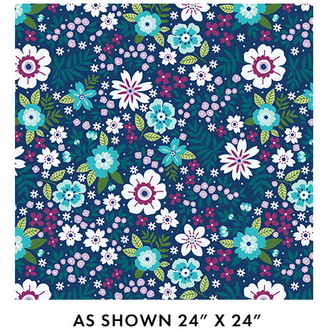 Blue Seaside Garden Cobalt Cotton Wideback Fabric Per Yard