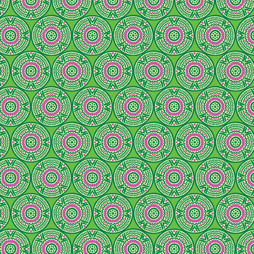 Medallions Grass Cheeto's World Cotton 44"/45" Fabric Per Yard