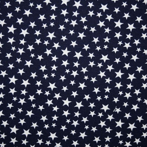 Homespun Patriotic White Stars on Blue Cotton 44"/45" Fabric Per Yard