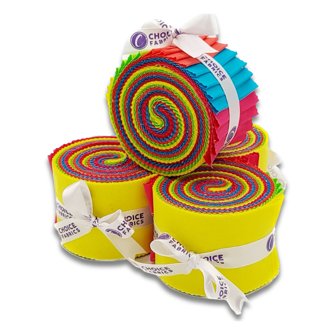 Choice Fabrics Supreme Solids 2.5 inch strip roll rainbow 20 cuts