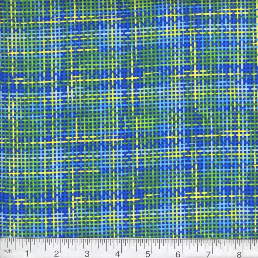 Blue & Green Zapper 45" wide Fabric per yard