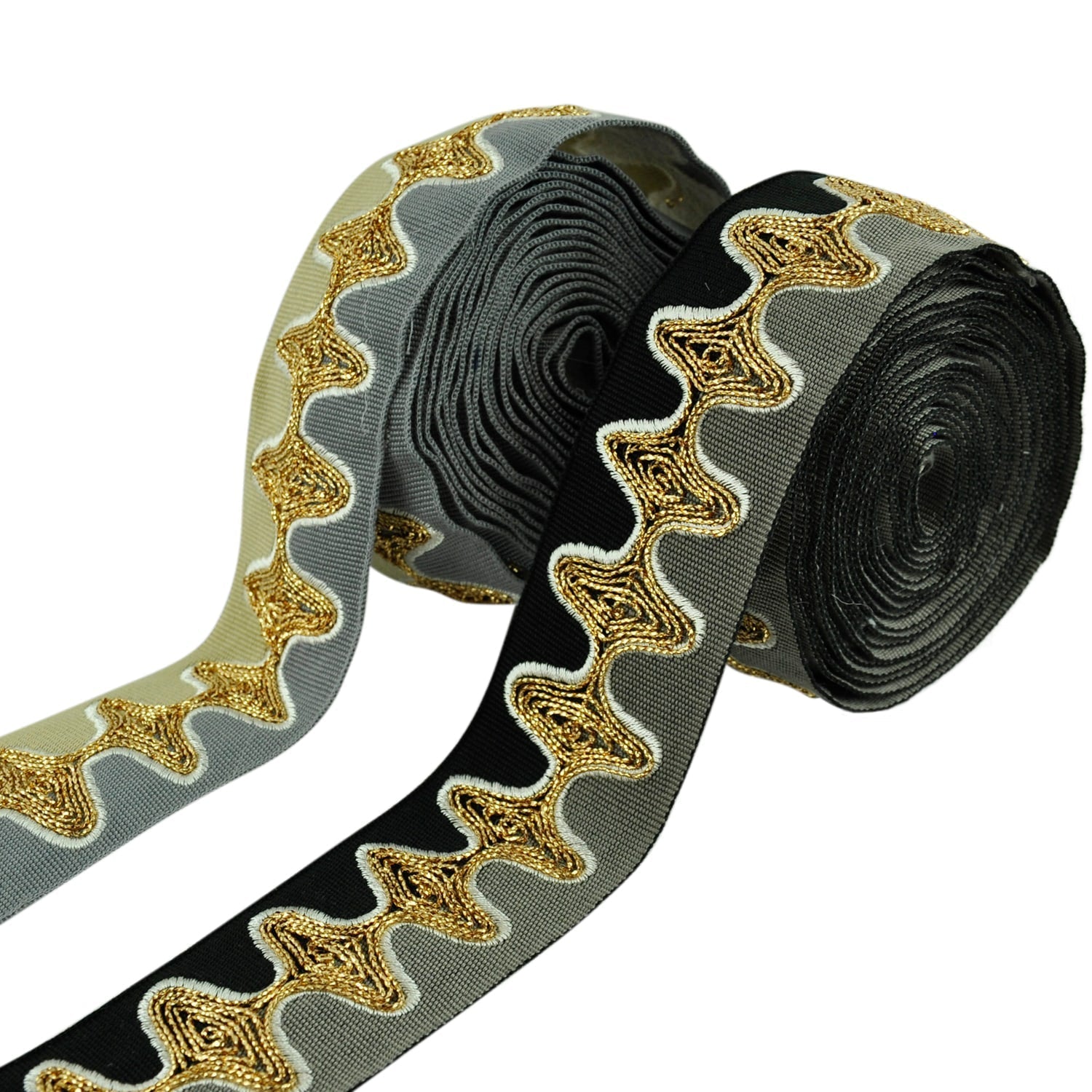 2-inch Decorative Bose Waves Embroidered Trim Tape  – 5 Yard Roll | Style BR-7533