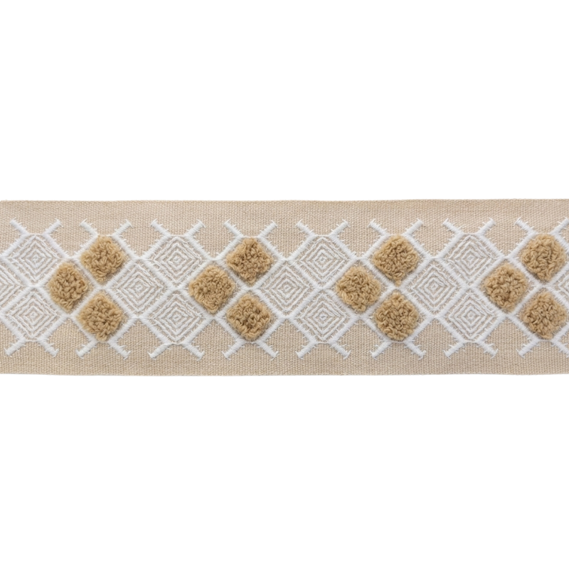 2-inch Decorative Tufted Jacquard Trim Tape – Geometric Patten – 5 Yard Roll | Style BR-7597
