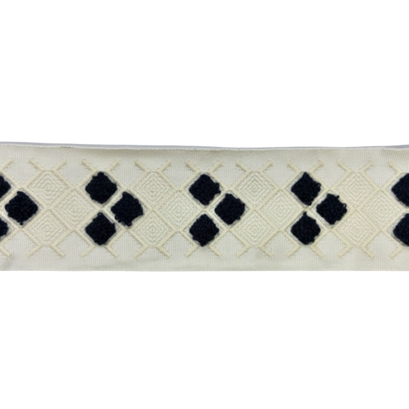 2-inch Decorative Tufted Jacquard Trim Tape – Geometric Patten – 5 Yard Roll | Style BR-7597