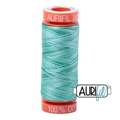Aurifil 50wt Cotton Mako thread 4662 Spotted Greens 200m spool