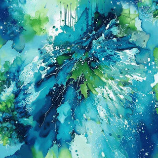 Splash Of Colors Green Blue Cotton Wideback Fabric per yard