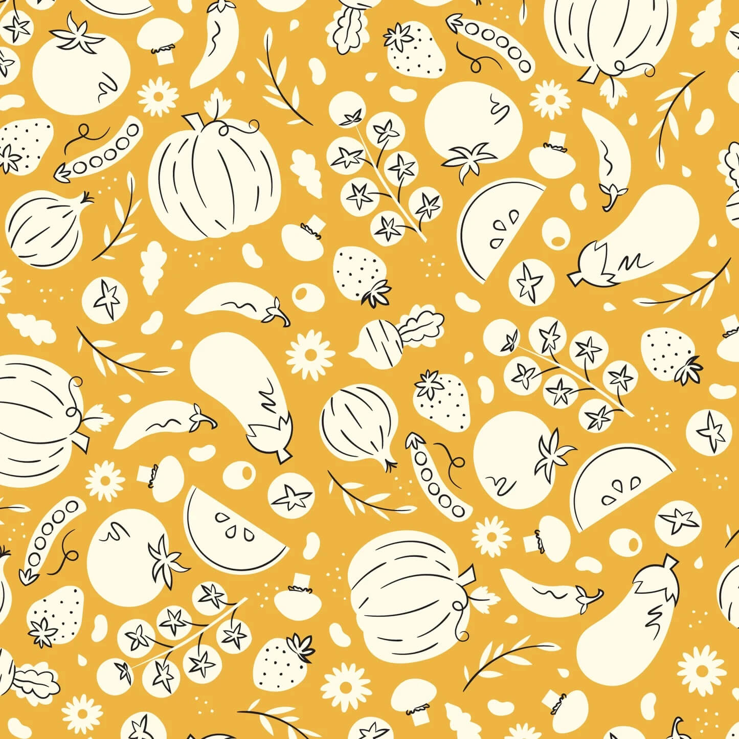 Homestead Haven - Freshly Picked - Yellow 44" / 45" Fabric Per Yard