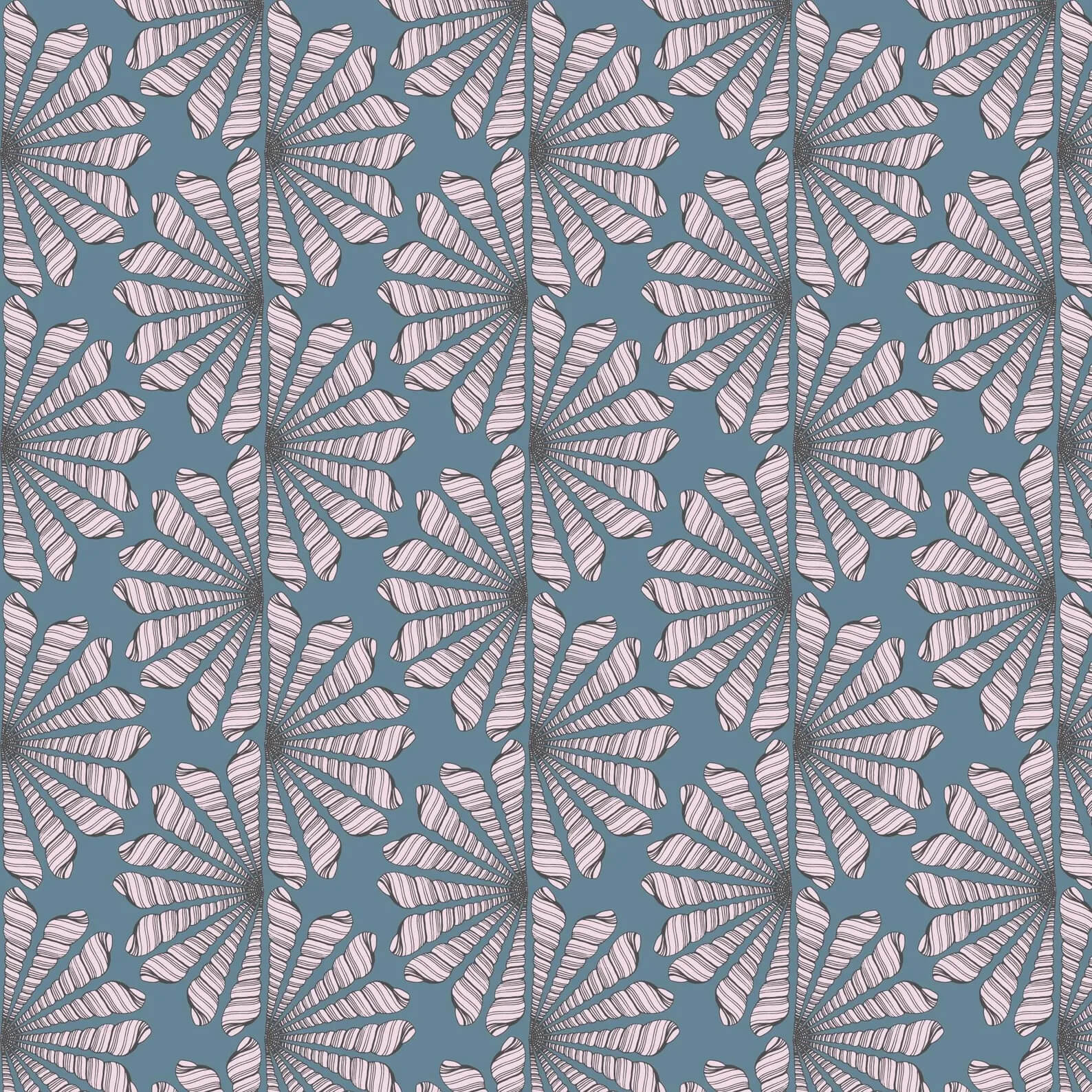 Seashell Serenade - Shell Fan - Blue 44" / 45" Fabric Per Yard