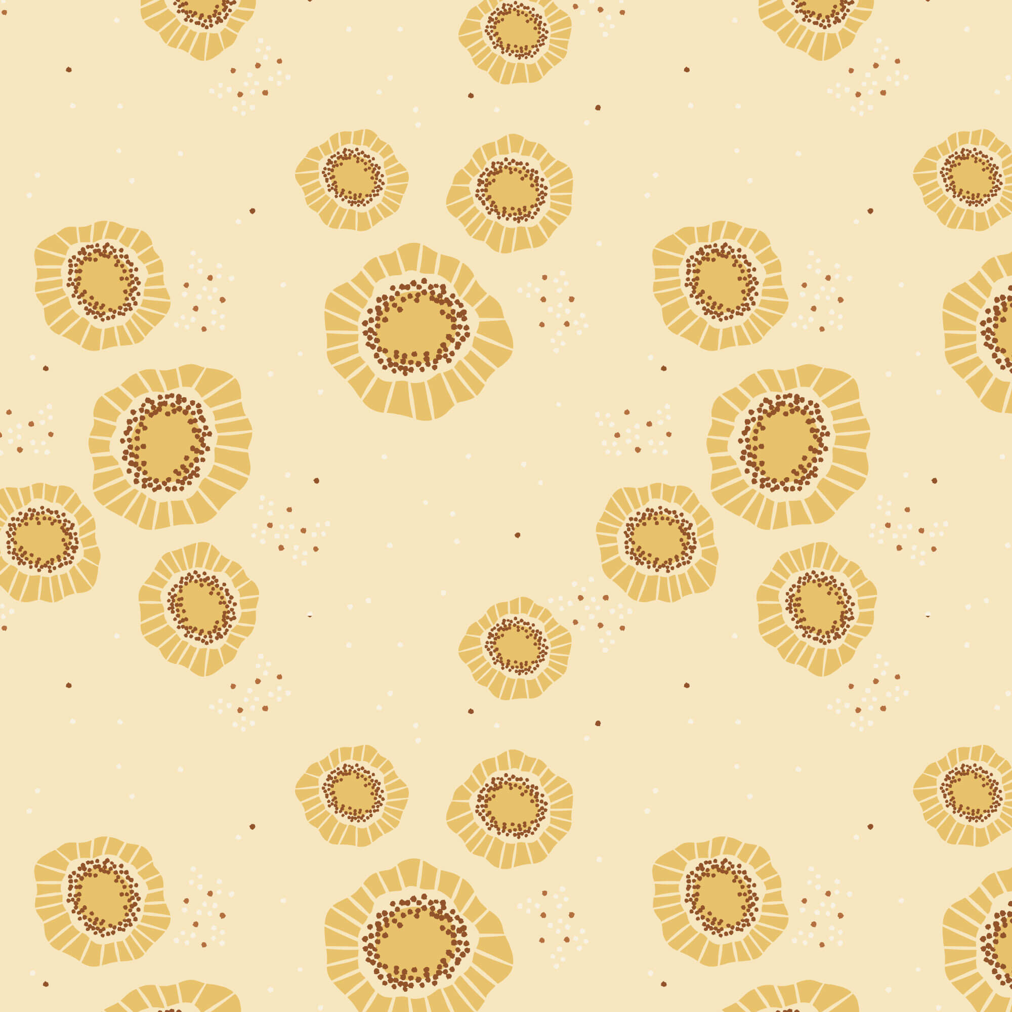 Florissima - Sparkle Blooms - Gold 44" / 45" Fabric Per Yard