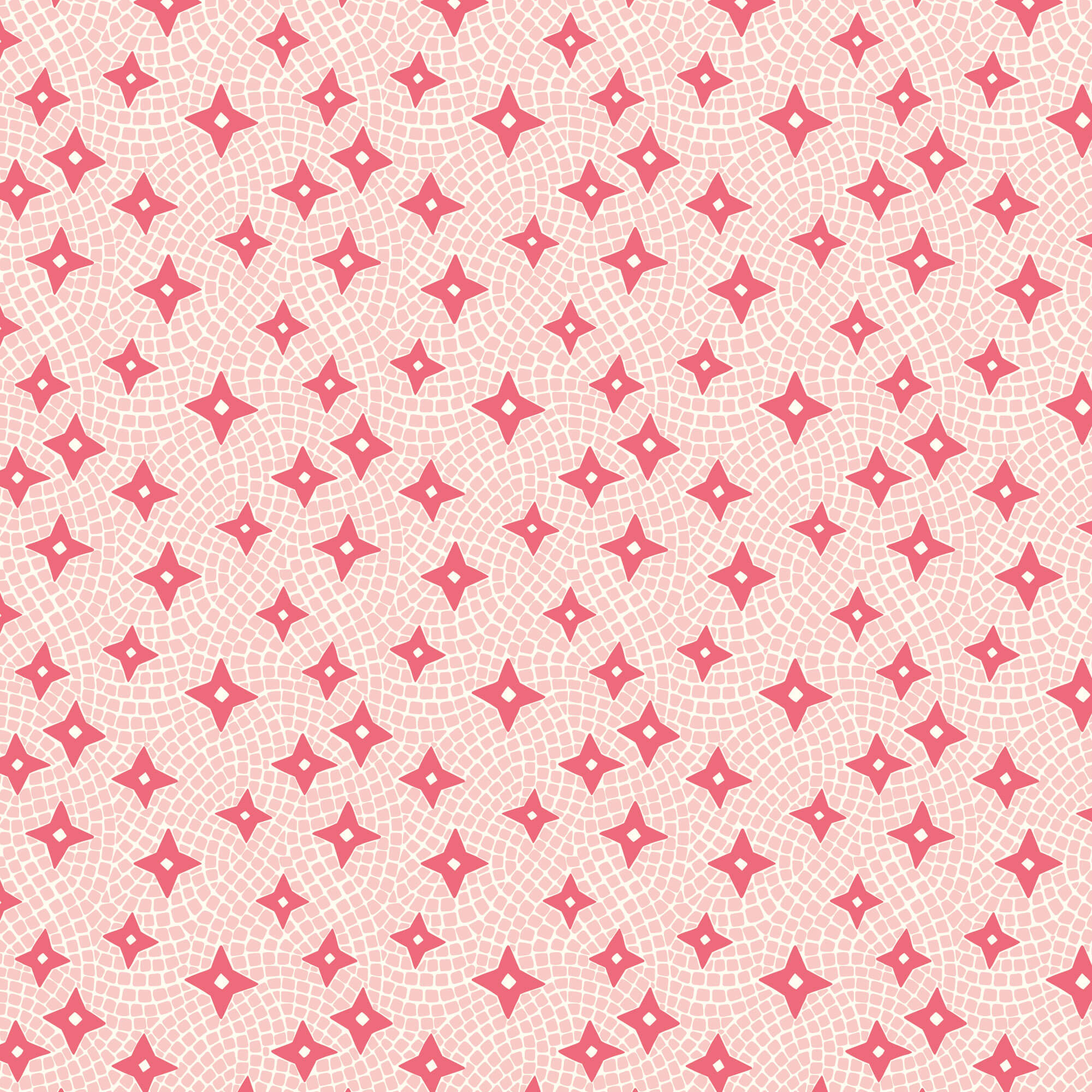 Bohemian Paradise - Tiles and Stars - Pink 44" / 45" Fabric Per Yard