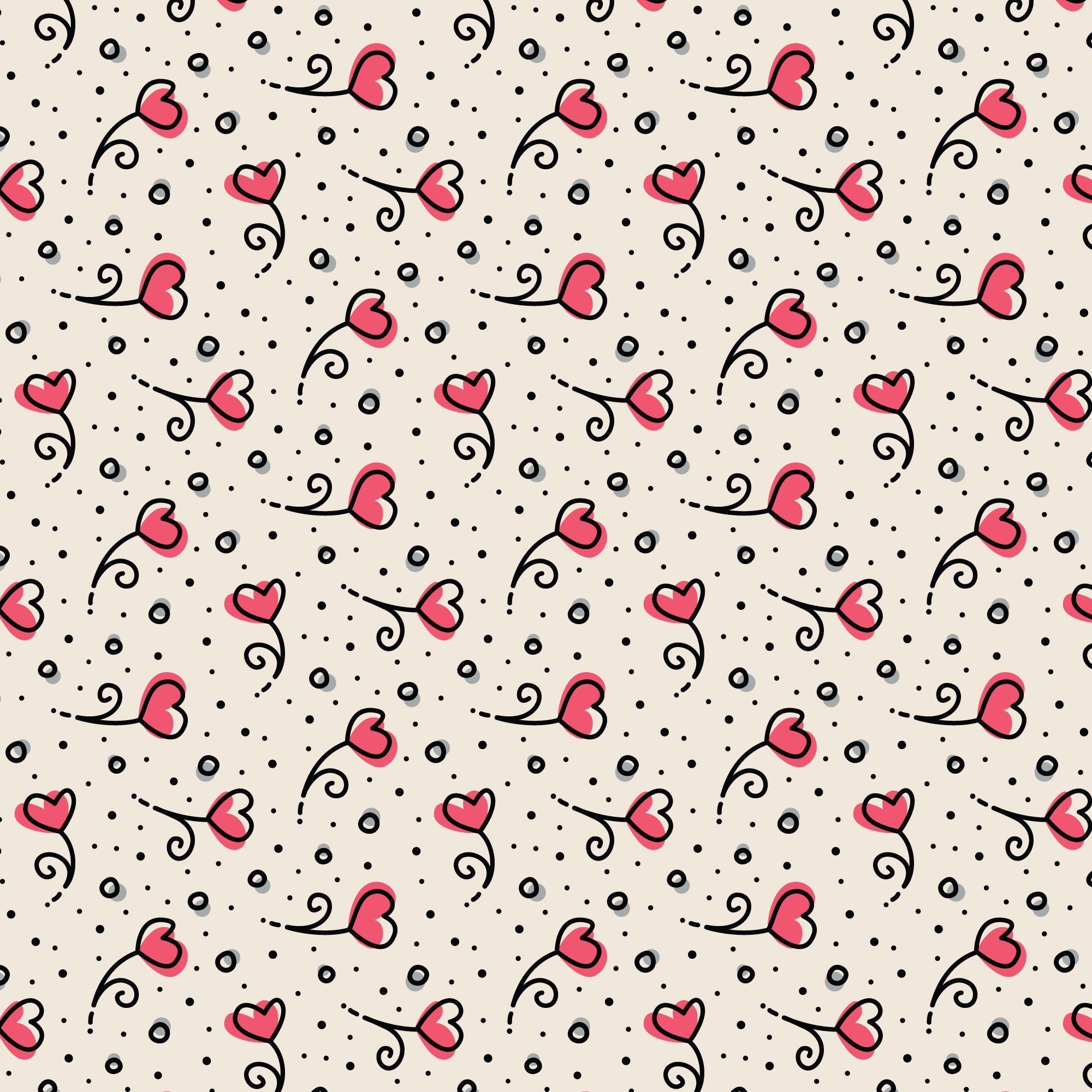 Pink Heart Blossoms Love Ink 3384 Cotton 44”/45” Fabric Per Yard