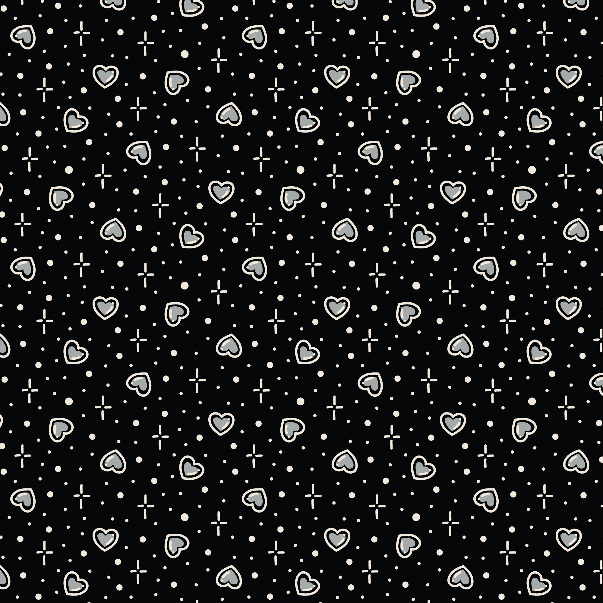 Black Hearts Love Ink 3388 Cotton 44”/45” Fabric Per Yard