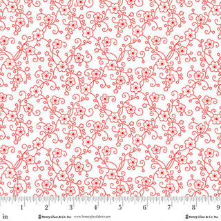 Jubilee White And Red Linear Floral Cotton 44" / 45" Fabric per yard