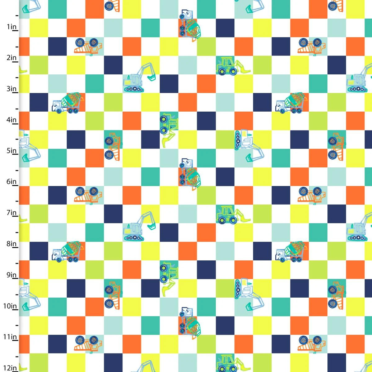 Dump, Dig & Rumble White 43"/44" Flannel Fabric Per Yard