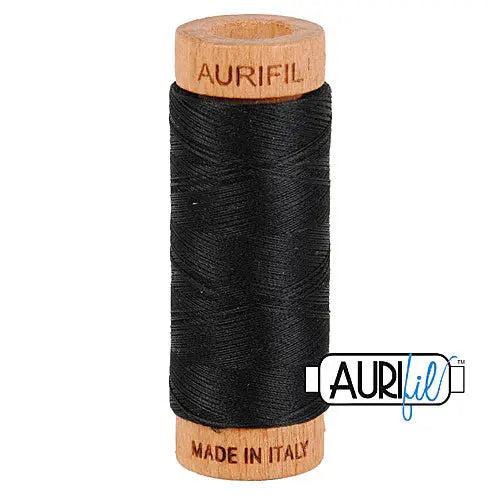 2692 Black Aurifil Cotton 80wt Spool - Linda's Electric Quilters