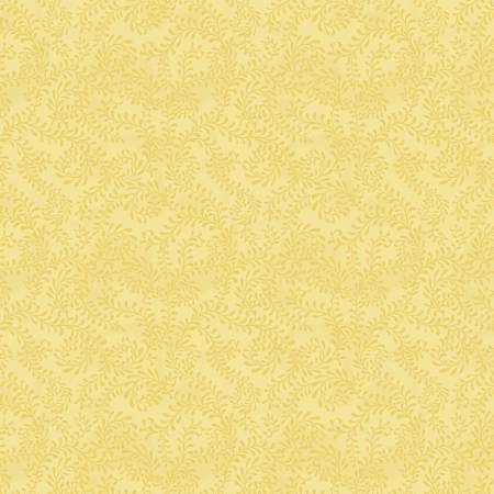 Wilmington swirling leaves quilting cotton fabric in Lemon Yellow