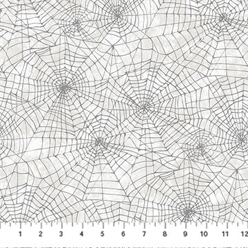 Northcott Spellbound Spider Web quilting cotton in White Multi