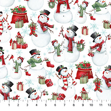 Holly Jolly White Snowman 44"/45" Fabric Per Yard