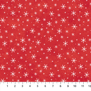 Holly Jolly Red Snowflake 44"/45" Fabric Per Yard