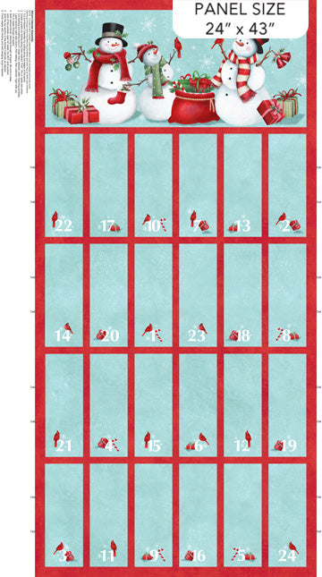 Holly Jolly Advent Calendar Panel 24"x43"