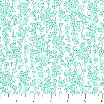 Lt Turquoise Multi Daisy Chain Quilting in Bloom 44"/45" Fabric Per Yard