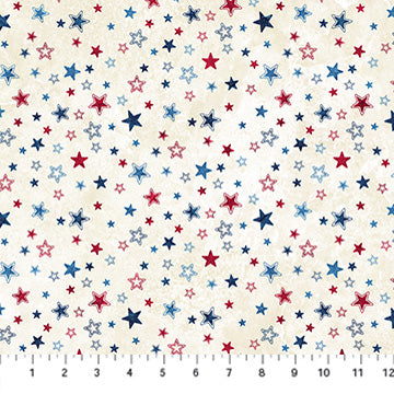Stars And Stripes 14 Multi Stars Beige Cotton 43"/44" Fabric Per Yard