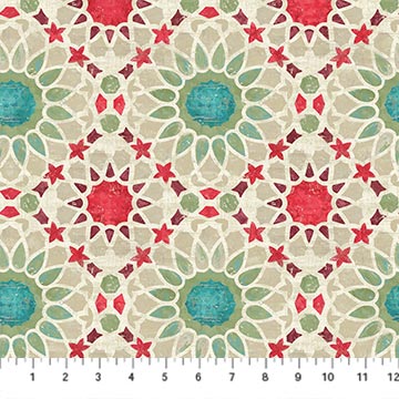 Boho Bliss Large Medallion Beige Multi Cotton 43"/44" Fabric Per Yard