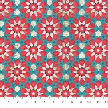 Boho Bliss Medium Medallion Teal Multi Cotton 43"/44" Fabric Per Yard