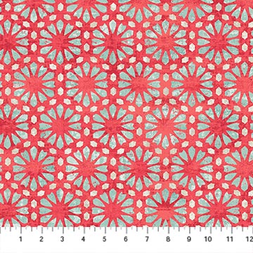Boho Bliss Small Medallion Red Multi Cotton 43"/44" Fabric Per Yard
