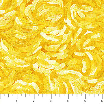 Brushstroke Yellow Starry Night 44"/45" Cotton Fabric Per Yard