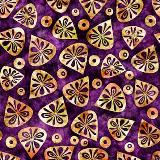 Flamenco - Geo Leaf - Violet 44" / 45" Fabric Per Yard