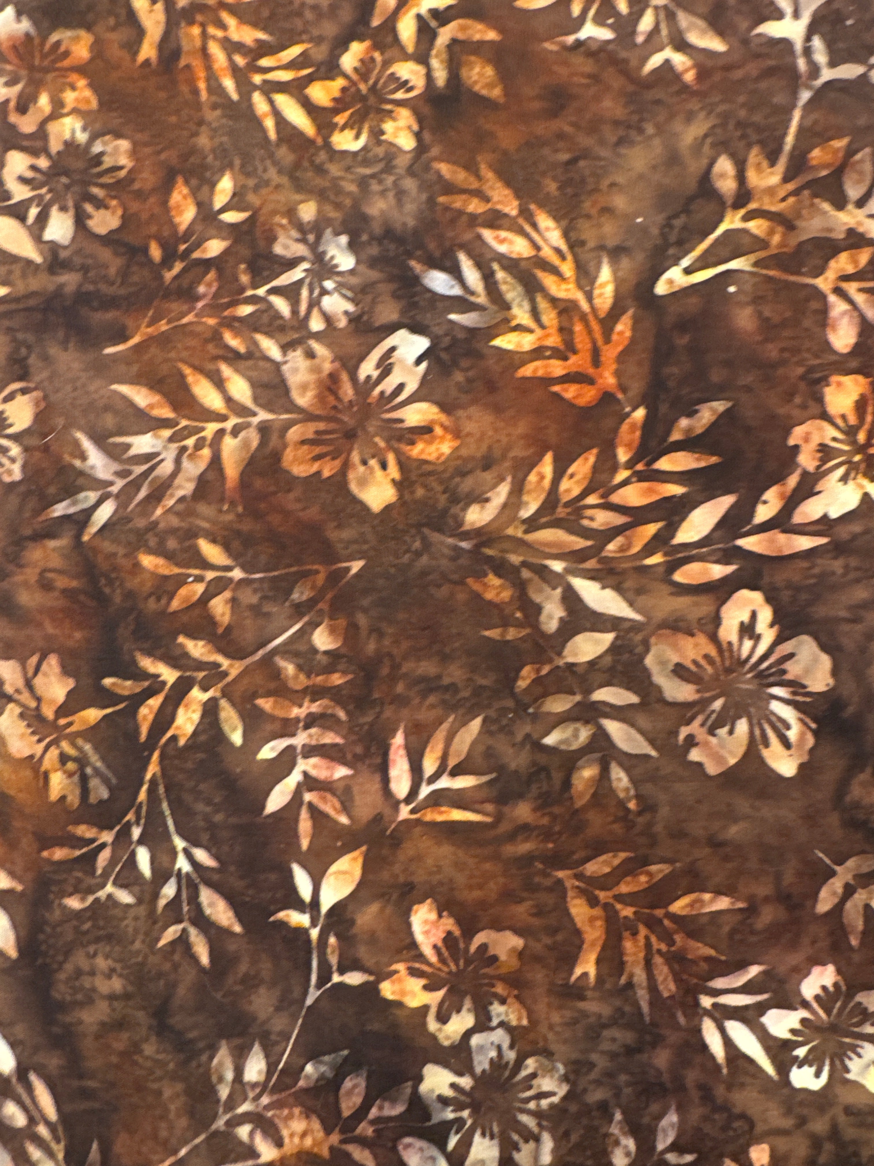 Floral Havana brown quilting fabric by Hoffman Fabrics
