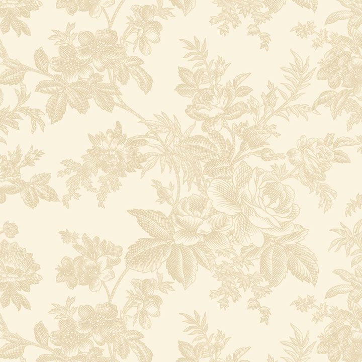 Cream Rose Toile Cotton Wideback Fabric Per Yard