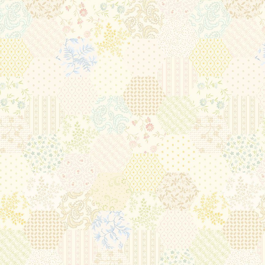 Vanilla Hexagon Cotton Wideback Fabric Per Yard