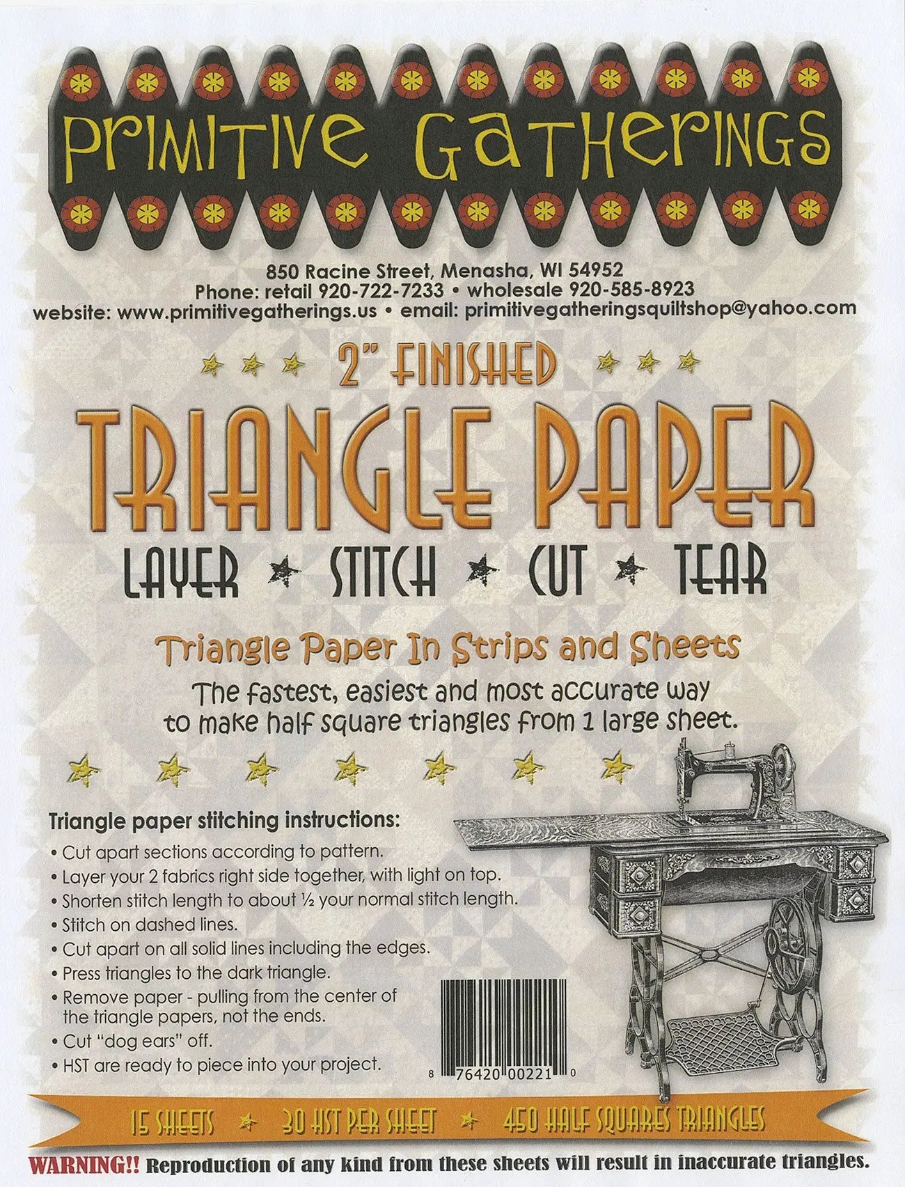 2in Triangle Paper - Linda's Electric Quilters