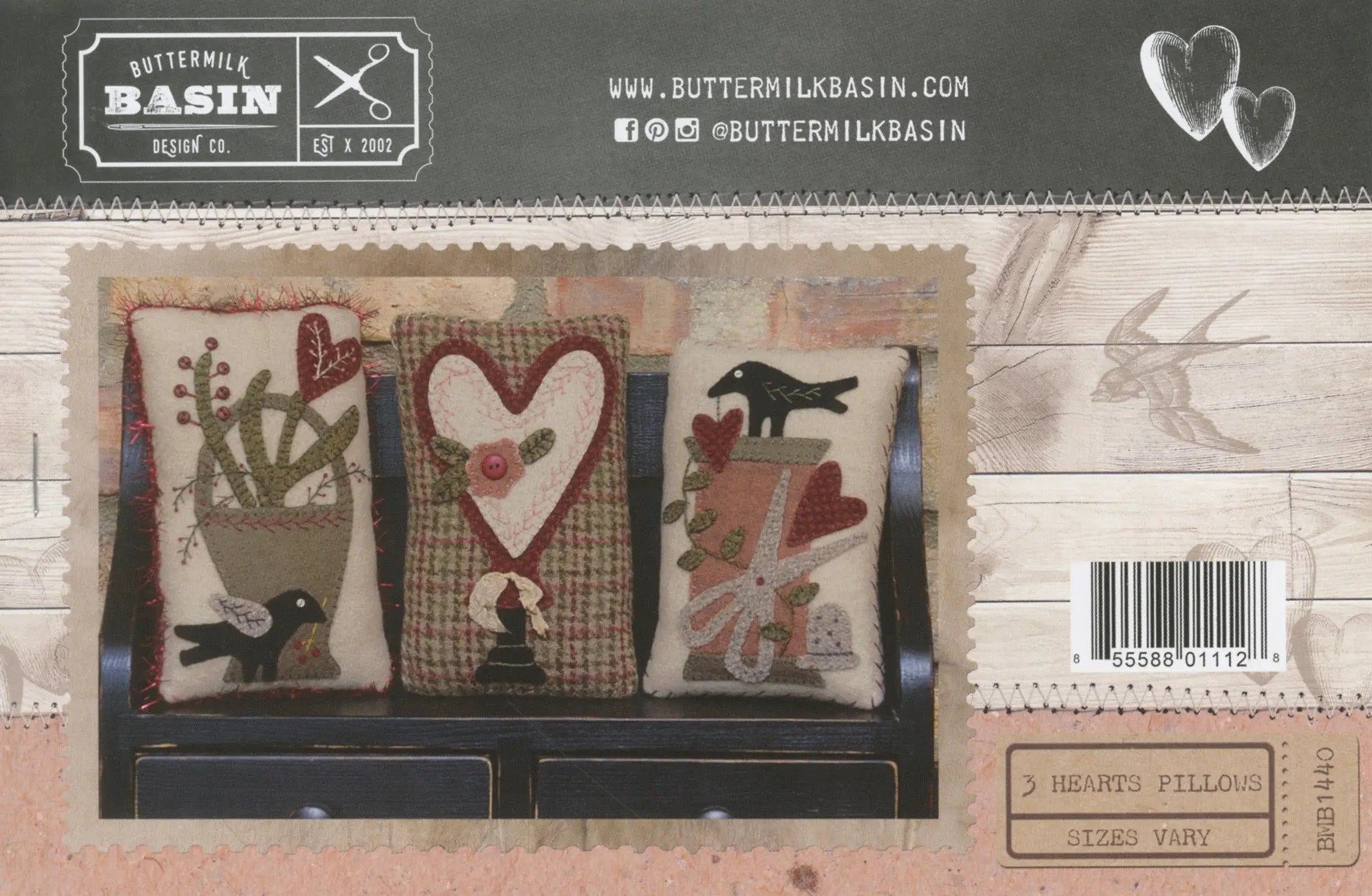 3 Hearts Pillow - Linda's Electric Quilters