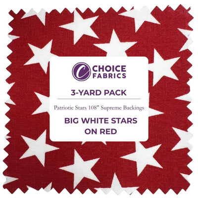 108" 3-Yard Package - Patriotic Stars 108" Supreme Backings - Large White Stars on Red