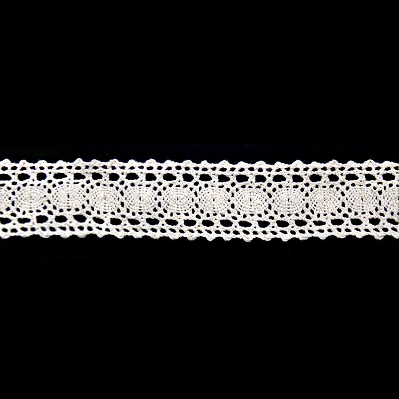 3.49cm Cotton Cluny Lace, Oval Medallion Pattern, 5 Yard Roll - For Dressmaking, Home Decor, & DIY Crafts