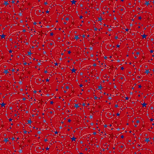 Red Star Spangled Cotton Wideback Fabric Per Yard Henry Glass & Co