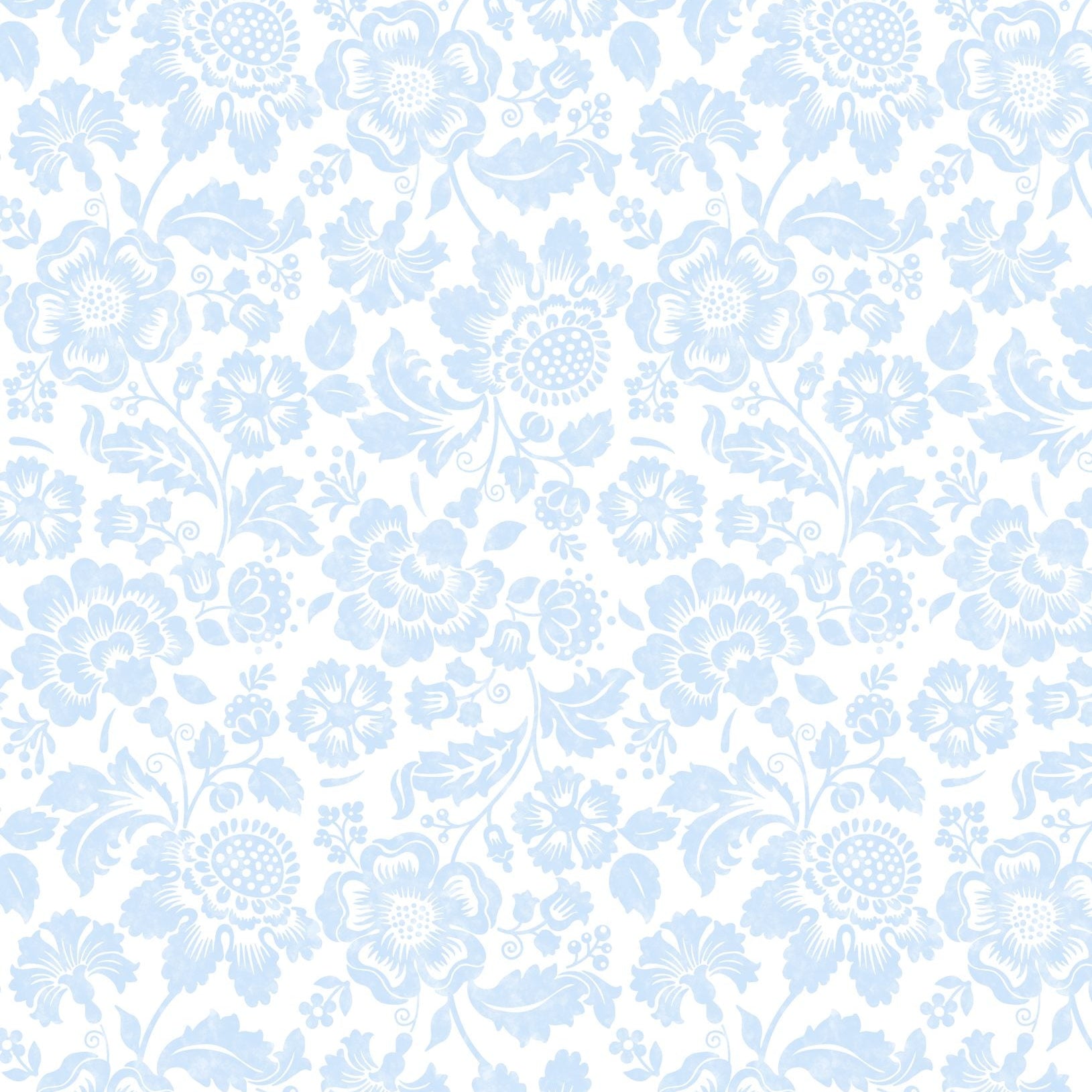 Sweet Cherry Tonal Floral Blue Cotton 44"/45" Fabric Per Yard