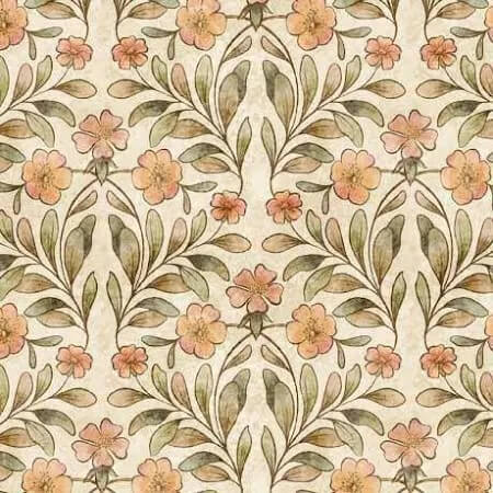 Cotton Tails - Set Floral - Cream 44" / 45" Fabric Per Yard