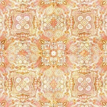 Cotton Tails - Geo Medallion - Peach 44" / 45" Fabric Per Yard
