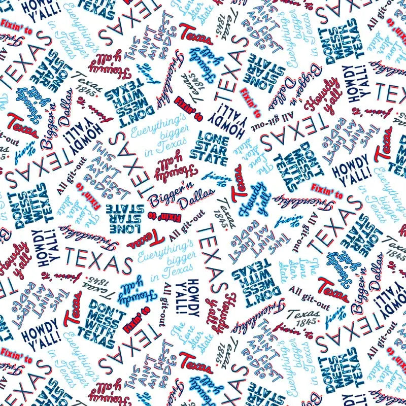 Texas Word Toss Cotton Fabric per yard : All Texas Shop Hop - Linda's Electric Quilters