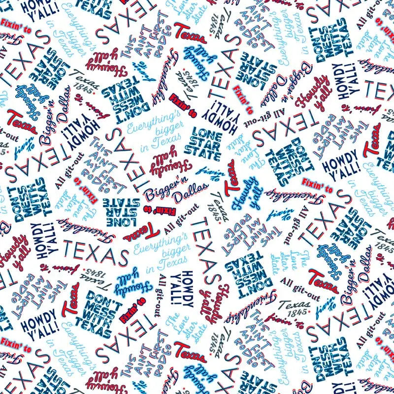 Texas Word Toss MINKY Fabric per yard : All Texas Shop Hop - Linda's Electric Quilters