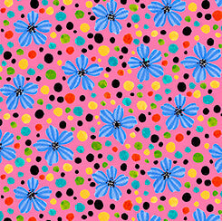 Flowerful - Floral & Dots - Pink 44" / 45" Fabric Per Yard