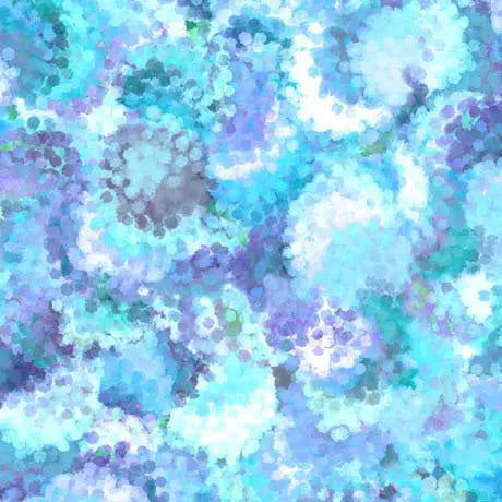 Blue Aqua Serendipity Wideback Cotton Fabric per yard