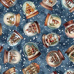 Quilting Treasures Wonderful Christmastime snow globe toss dark blue